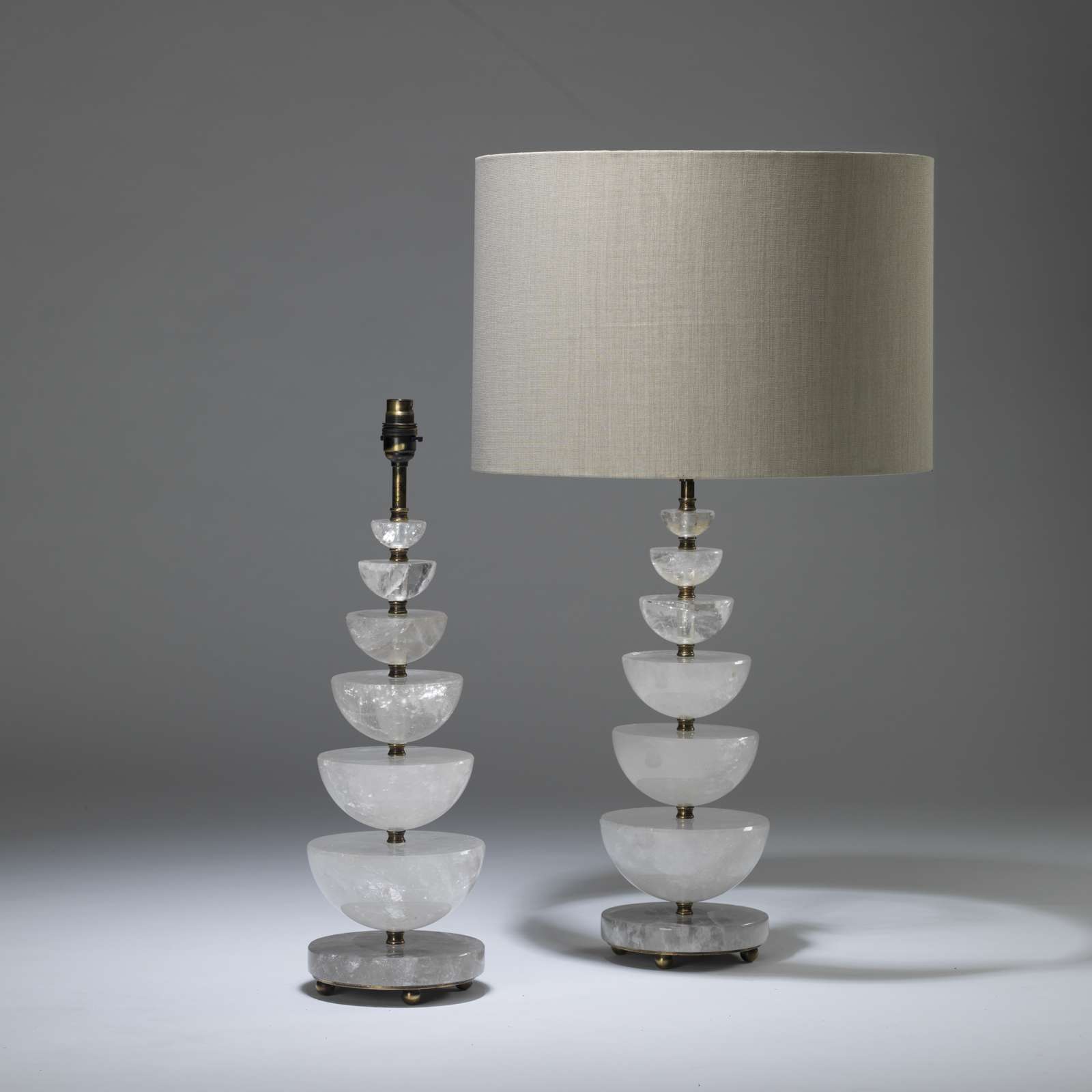 Pair Of Large Rock Crystal Fountain Lamps On Round Bases (T4036 ...