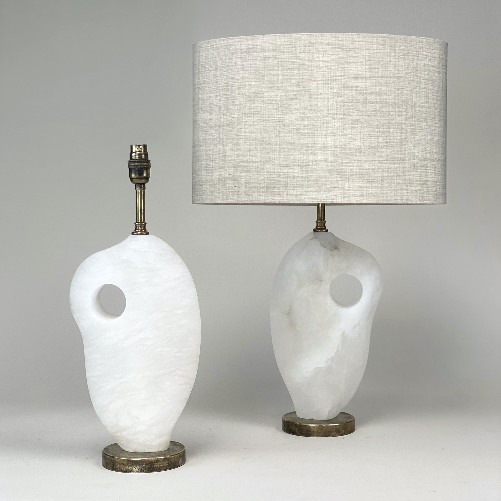 Pair Of Small Alabaster Lamps With Antique Brass Bases (T5340) - TYSON ...