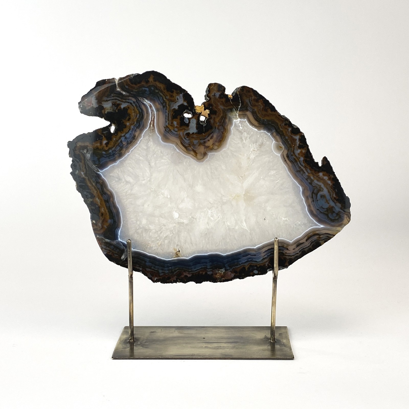 Black Large Agate on Antique Brass Stand (T5967) - TYSON - DECORATIVE ...