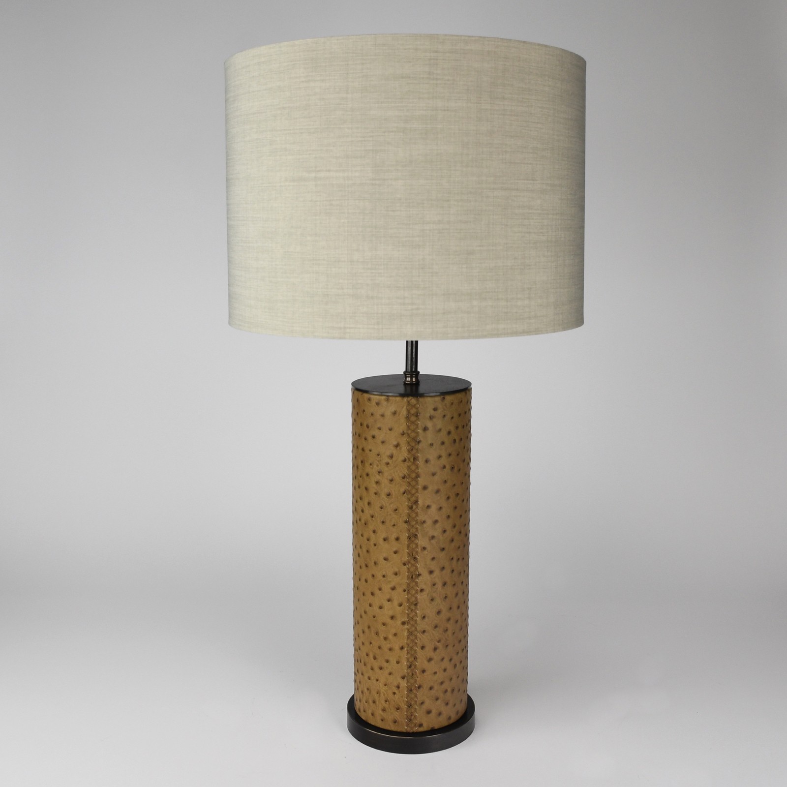 Pair of Brown Leather Table Lamps on Brown Bronze Bases (T6172) TYSON