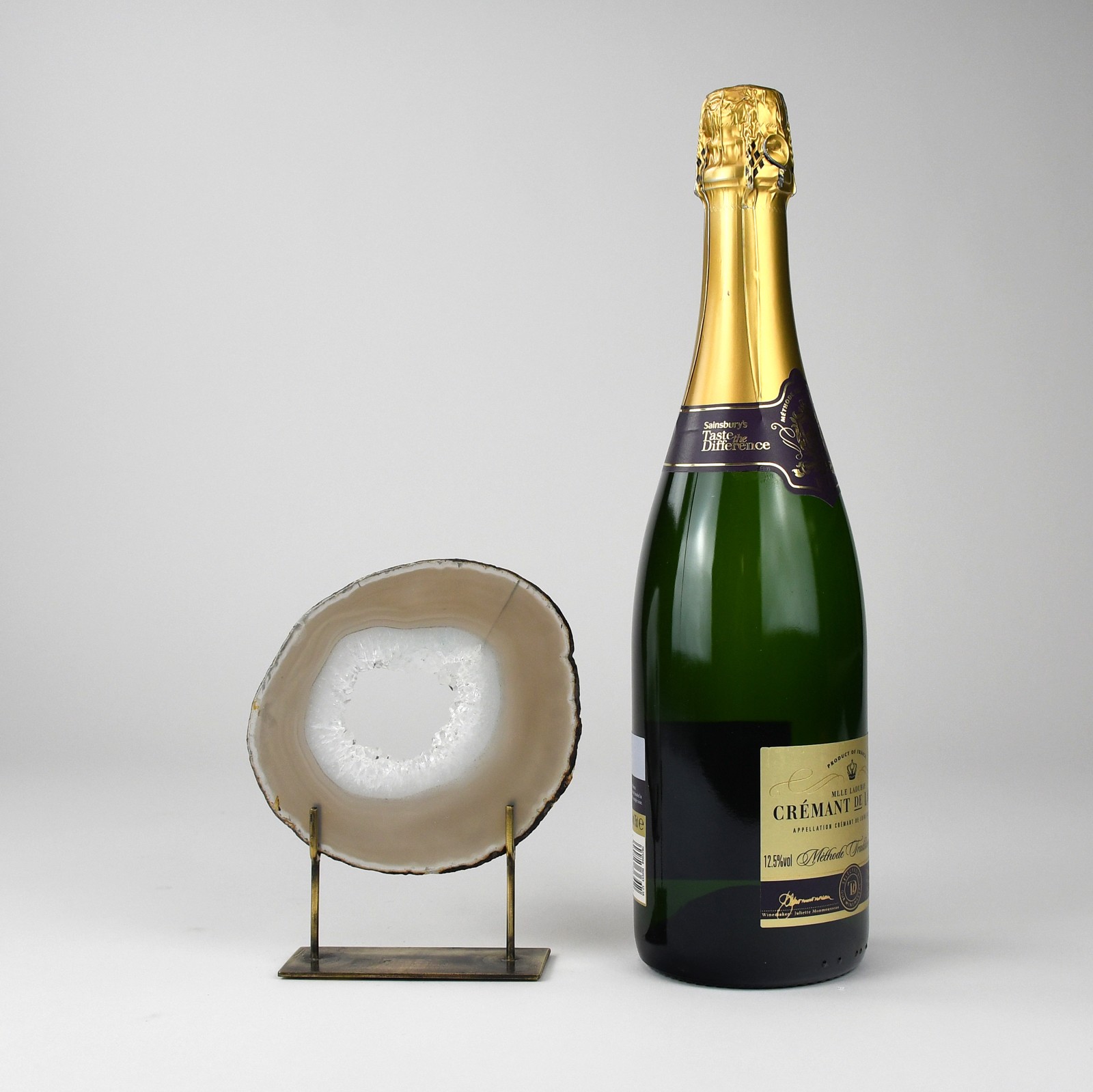 Small Grey Agate on Antique Brass Stand (T6295) TYSON DECORATIVE