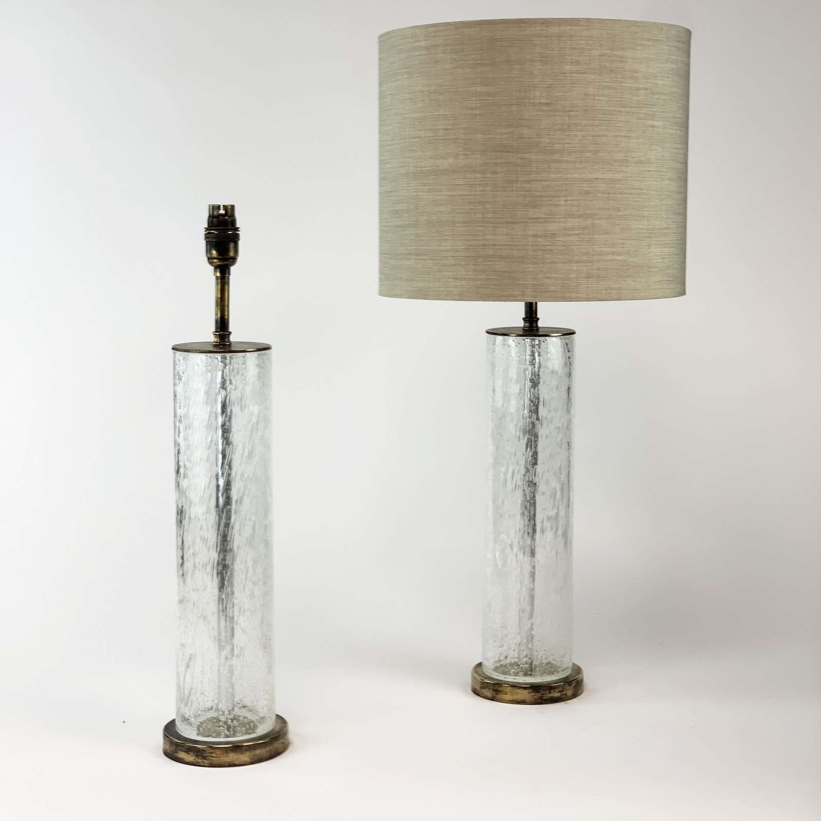 Pair Of Glass Bubble Effect Lamps On Antique Brass Bases T6555 Tyson Decorative Lighting