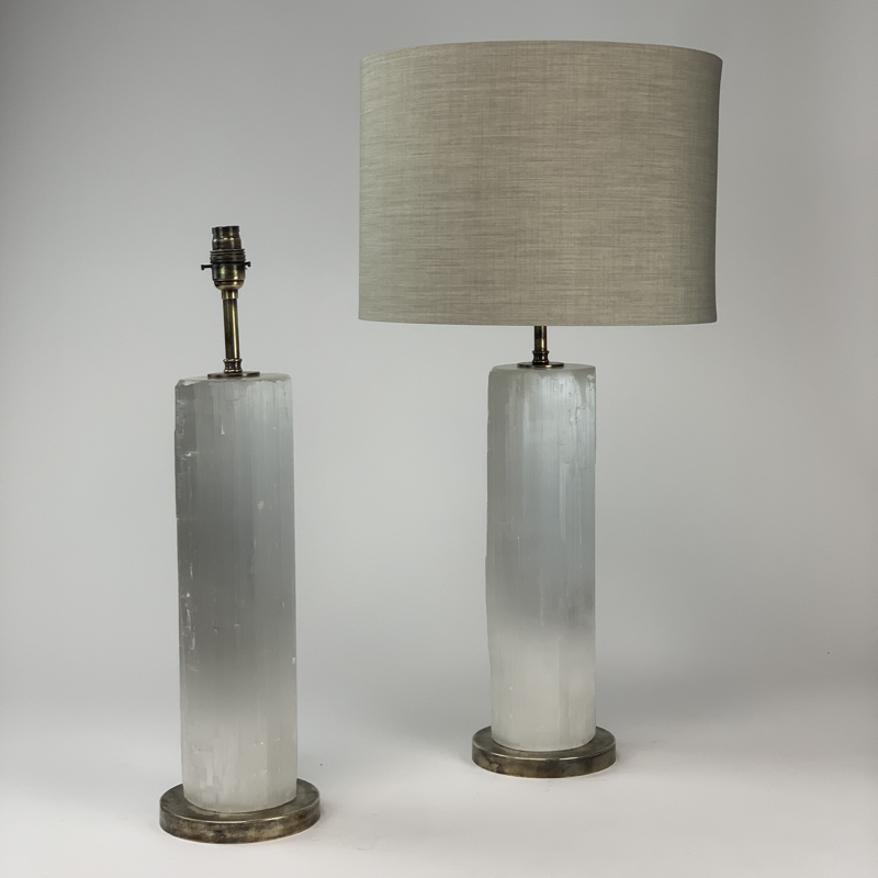 Pair Of Selenite Lamp On Antique Brown Bronze Bases (T6696) - TYSON ...