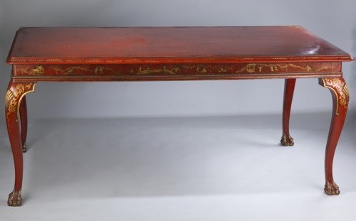 Antique Red Chinoiserie Dining Table