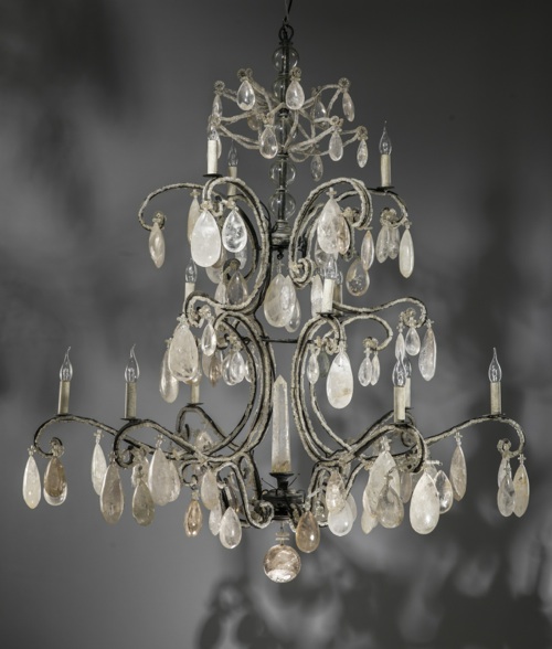 Massive Wrought Iron Rock Crystal Chandelier With 12 Lights