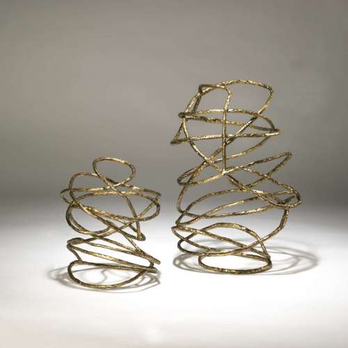 Large Wrought Iron 'swirl' Sculpture In Distressed Gold Leaf Finish