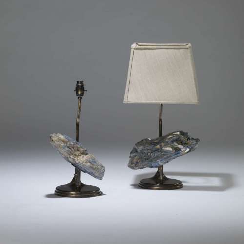 Pair Of Small Blue Stone Chunk Lamps