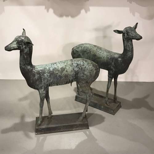 Pair Of 19th Century Italian Bronze Deer In Fabulous Condition With Great Patina