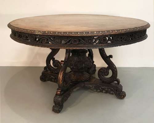 Anglo-Indian Hardwood Centre Table Circa 1840. A Truly Beautiful Example With Small Loss To Base Carving.
