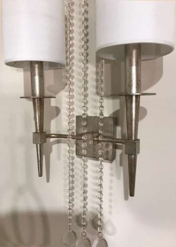 Pair Of 1950's Style Silvered Wall Lights