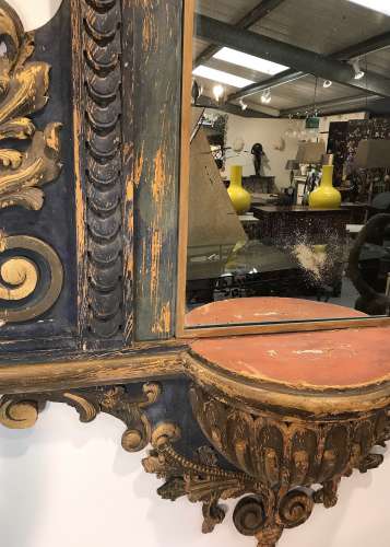 19th Century Italian Painted Pine Wall Bracket Originally A Surround For A Niche In A Palazzo