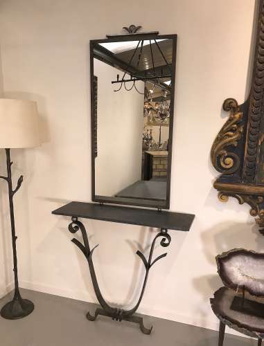 Wrought Iron Mirror In Mouses Back & Silver Finish
