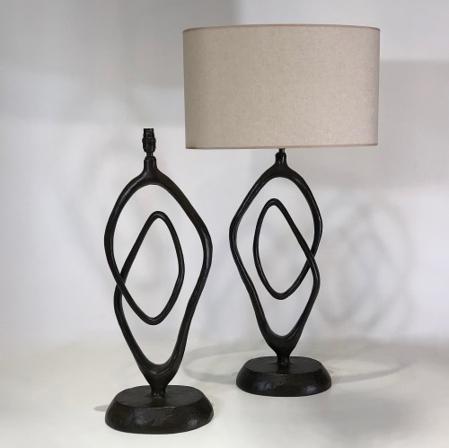 Pair Of Large Painted Brown Bronze 'blair' Lamps