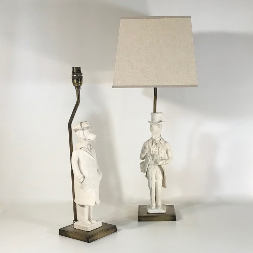 Pair Of Medium White Ceramic French Animal Lamps