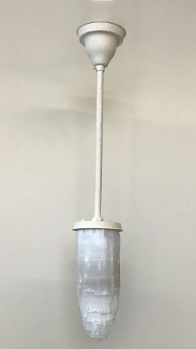 Single Selenite Hanging Light With Plaster White Paint Finsih
