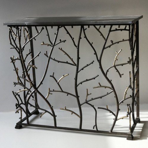 Small Iron Coral Console With Marble Top