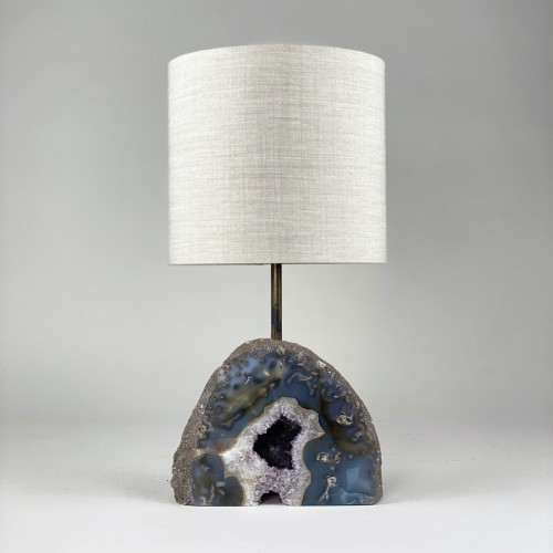 Single Small Agate Lamp With Antique Brass Base