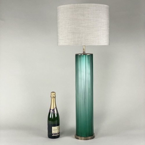 Pair Of Large Green Blue 'laura' Lamps With Antique Brass Bases