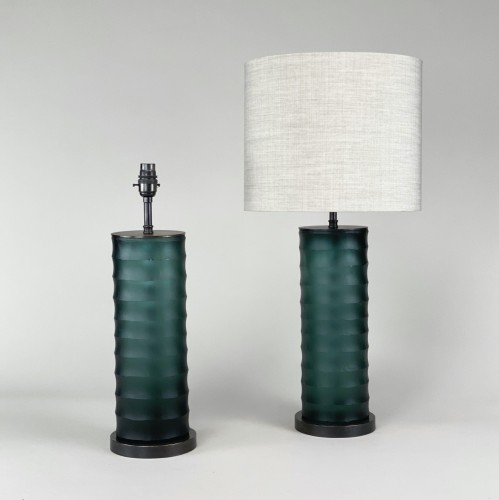 Pair Of Small Green Grey 'rolo' Lamps With Brown Bronze Bases (T5373 ...