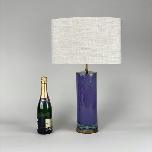 Pair Of Medium Purple 'bubble' Glass Column Lamps With Antique Brass Bases
