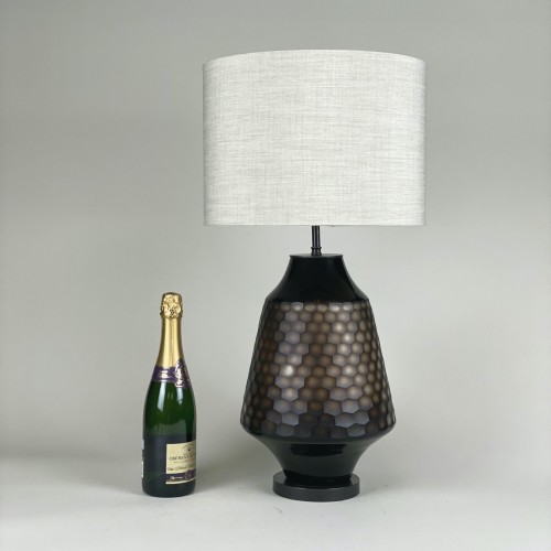 Single Medium Brown Cut Glass Lamp With Antique Brass Base