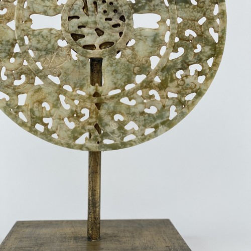 Medium Oriental Jade Lamp with Antique Gold Base