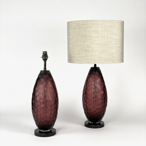 Pair of medium glass 'battuto' tea lamps on brown bronze bases
