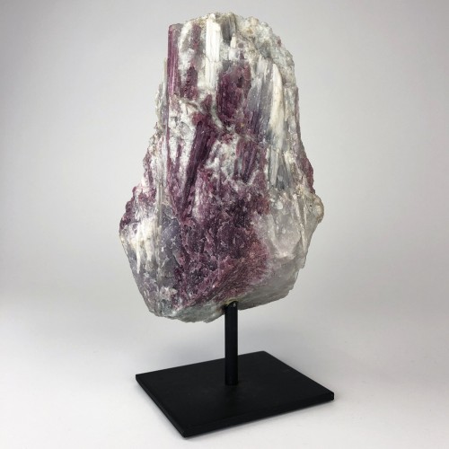 Purple / White Lepidolite Mineral on Brown Bronze Stand