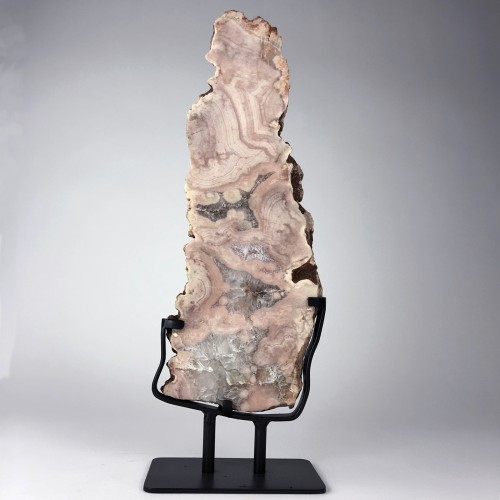Large Pink Agate on Brown Bronze Stand