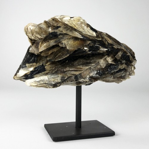 Black / Gold Mica Mineral on Brown Bronze Stand