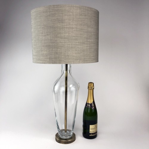 Pair of Medium Clear 'Standard' Lamps on Antique Brass Bases