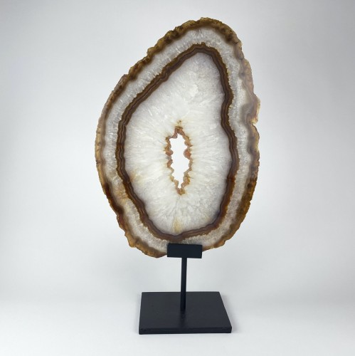 Massive Clear / Brown Agate on Brown Bronze Stand