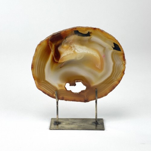Small Brown Agate on Antique Brass Stand