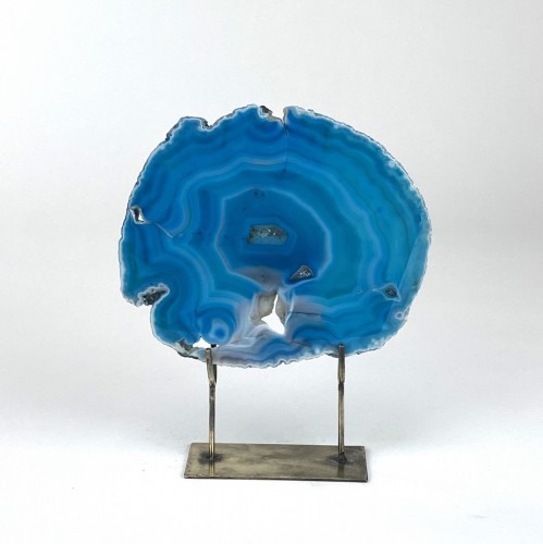 Small Blue Agate on Antique Brass Stand