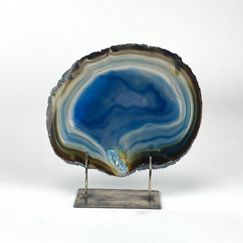 Teal Medium Agate on Antique Brass Stand