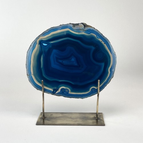 Teal Large Agate on Antique Brass Stand (T5980)