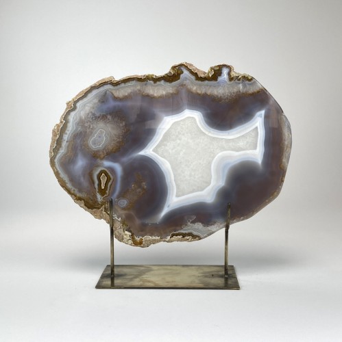 Massive brown Agate on Antique Brass Stand