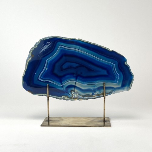 Navy Blue Extra large Agate on Antique Brass Stand
