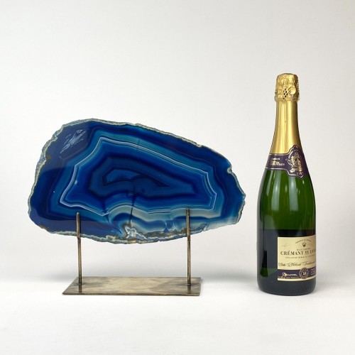 Navy Blue Extra large Agate on Antique Brass Stand