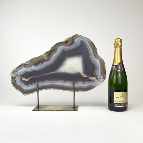 Grey Massive Agate on Antique Brass Stand