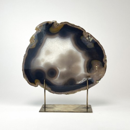 Brown Massive Agate on Antique Brass Stand