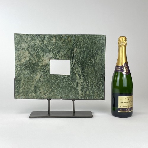 Green Square Stone on Brown Bronze Stand
