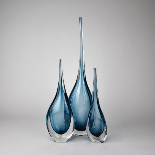 Set of Lenny Vases in Blue Glass