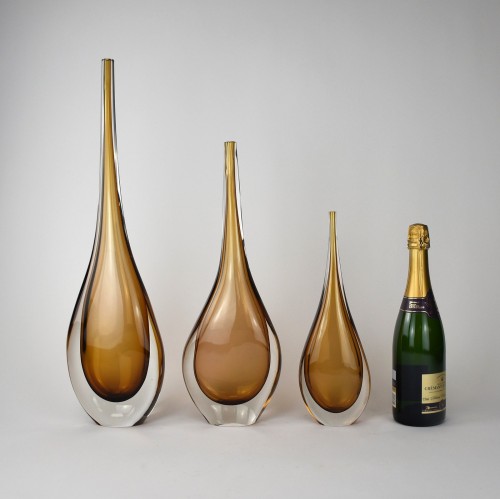 Set of Lenny Vases in Amber Glass