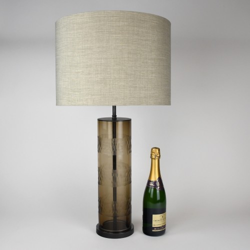 Pair of Large Brown 'Kathryn' Glass Table Lamps on Brown Bronze Bases