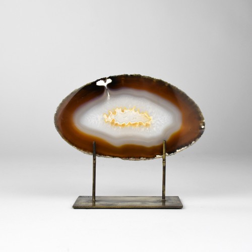 Small Brown Agate on Antique Brass Stand