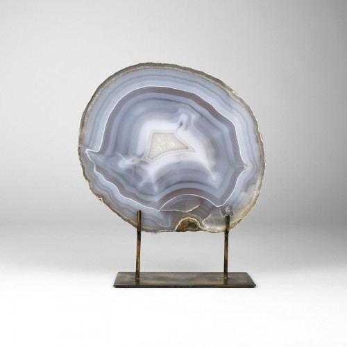 Large Grey Agate on Antique Brass Stand