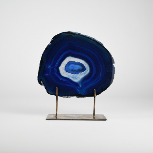 Large Blue Agate on Antique Brass Stand (T6394)