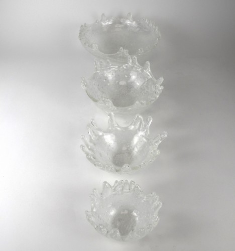 Set Of Four Clear Glass Splash Bowls