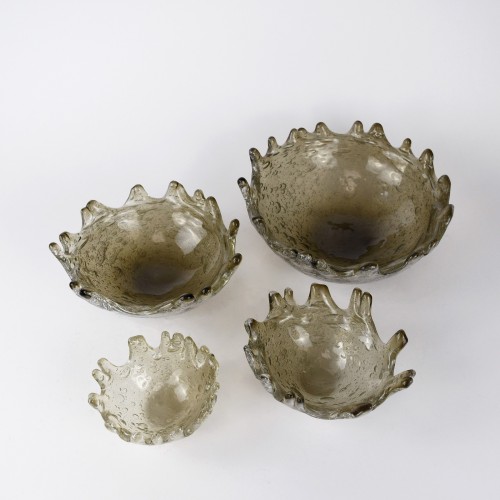 Set Of Four Brown Glass Splash Bowls